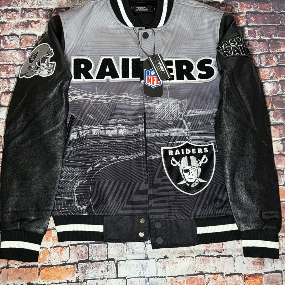 NFL Raiders Black and Gray Bomber Jacket